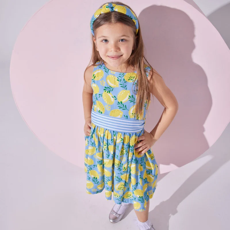Luna Mia Lemon Garden Dress with Hairband Accessory
