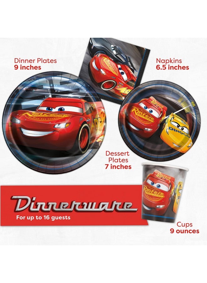 Unique زينة عيد ميلاد سيارات ديزني | تخدم 16 ضيفًا | زينة عيد ميلاد لايتنينغ مككوين مفرش طاولة، لافتة، أطباق، مناديل، زر - Image 4