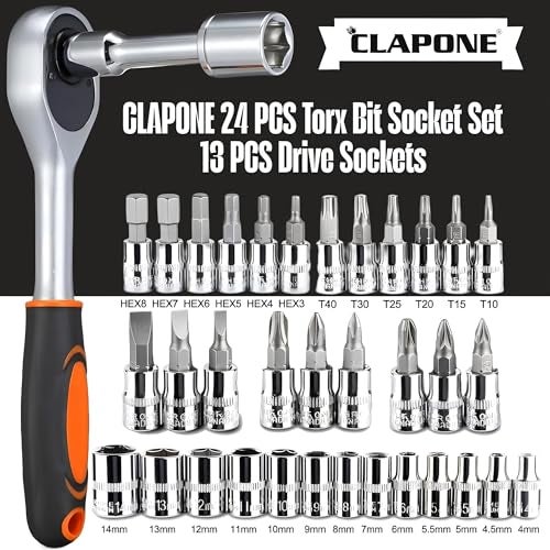 CLAPONE Tool Kit Socket Ratchet Wrench Goti Set/Socket Screwdriver Set/Socket Wrenches/Auto Repairs/Car/Motorcycle/Bike Repair/Set Socket Wrench/Screwdriver set/Bike Tool (46, Black) - Image 5