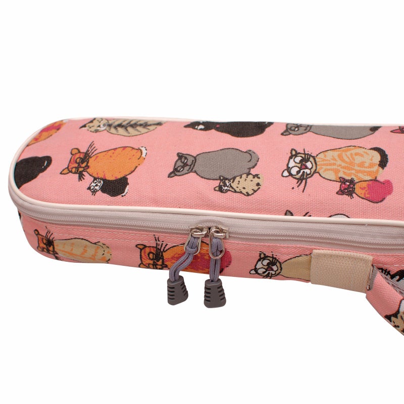 MUSIC FIRST Canvas MISS CAT ukulele case ukulele bag, Double Shoulder Straps, Original Design (Fit for 23~24 inch Concert Ukulele, Double Shoulder Straps) - Image 5