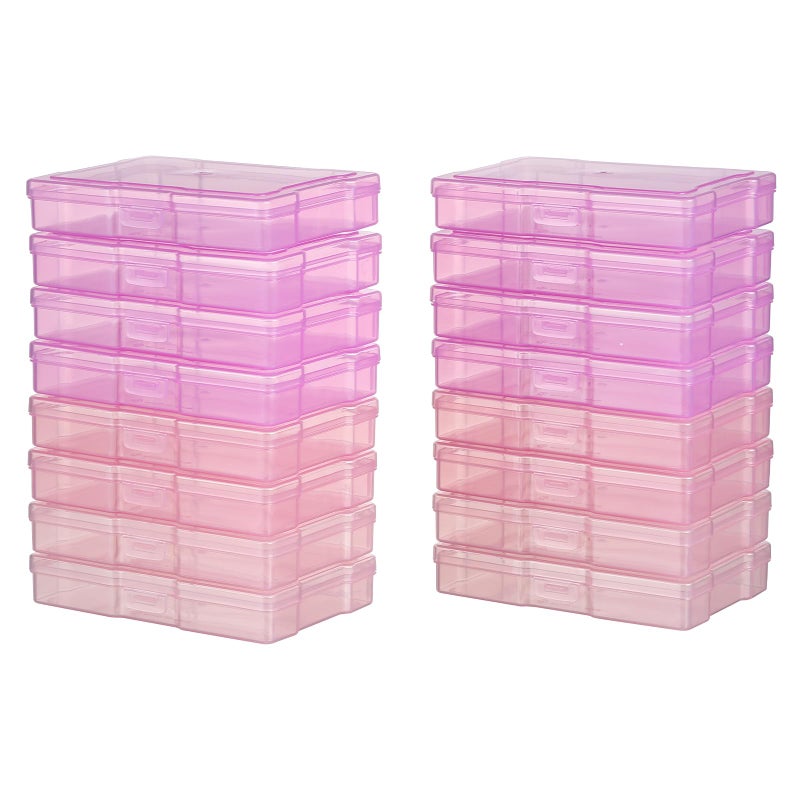 novelinks Transparent 4" x 6" Photo Cases and Clear Craft Keeper with Handle, 16 Inner Photo Organizers & Photo Storage Box, Plastic Photo Storage Containers (Pink Gradient) - Image 2