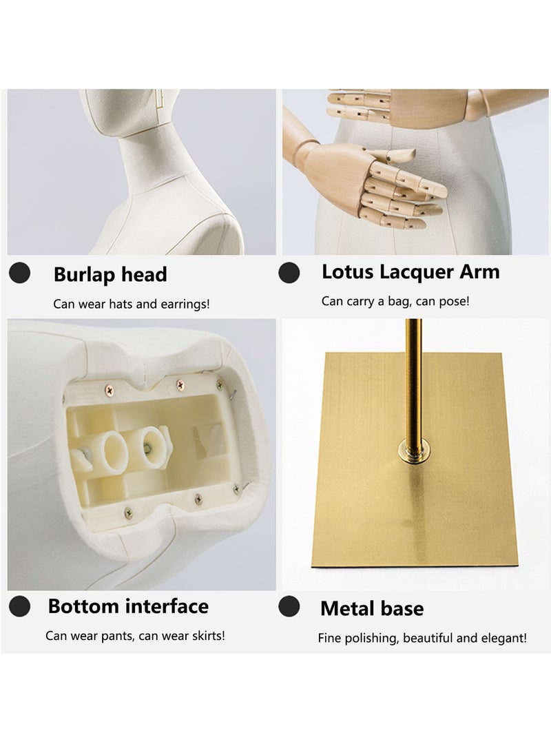 Arabest - Female Mannequin Dress Form, Adjustable Height Model Body Display Torso with Metal Square Base Stand, Multipurpose Body Manikin for Dress Jewelry Sewing Clothing - Image 1