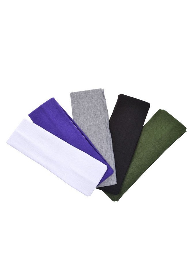 COSMOS Stretchy Cotton Yoga Sport Headband, Assorted Dark Colors, 5 Pack - Image 1