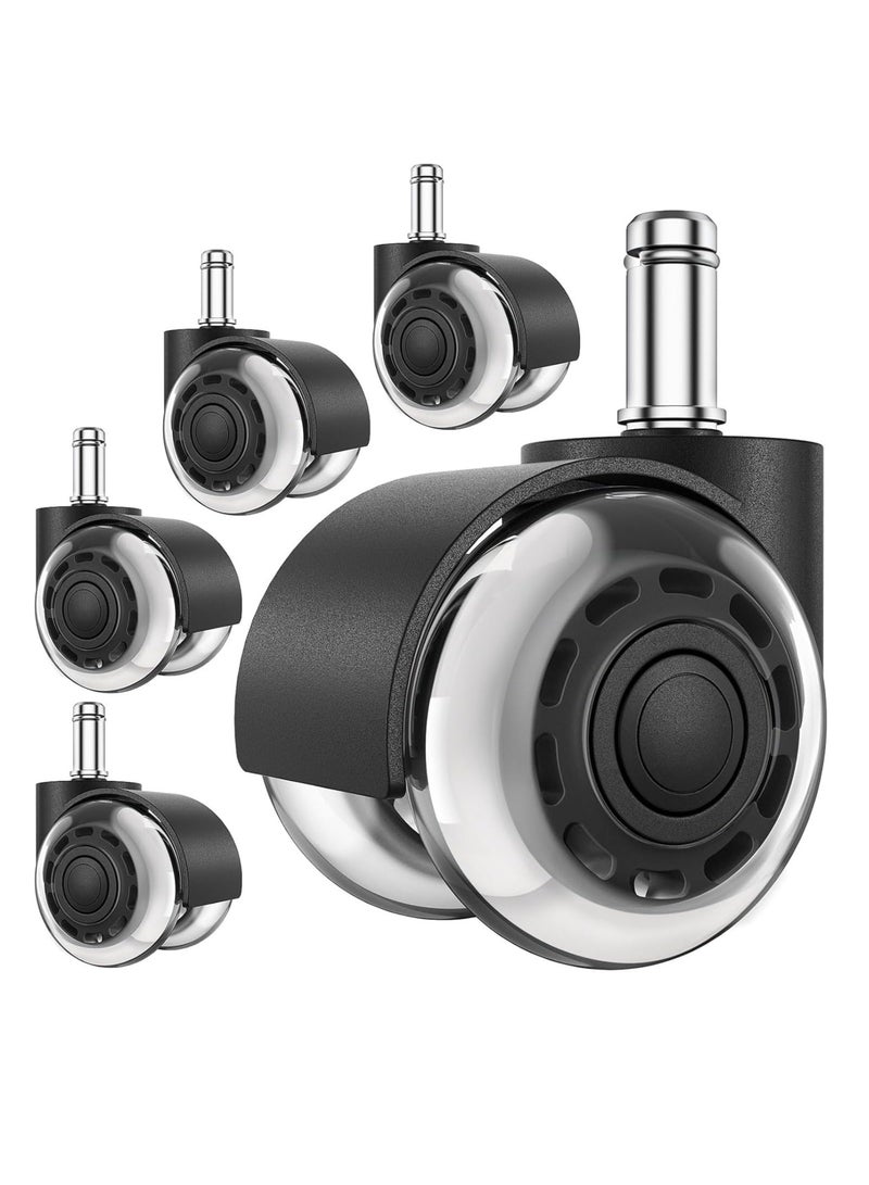 Office Chair Wheels Replacement Soft Mute Desk Caster Wheels for Work Gaming Chair 2 Office Chair Wheels Heavy Duty Replacement Heavy Duty Safe for All Floors 5 Pcs - Image 1