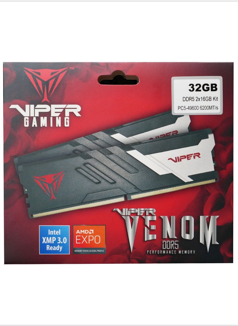 PATRIOT - Viper Venom RGB DDR5 RAM 64GB (2X32GB) 6000MT/s CL30 UDIMM Desktop Gaming Memory Kit - PVVR564G600C30K - Image 1