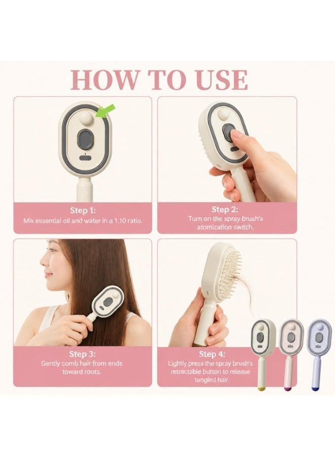 3-in-1 Electric Scalp Massager Hair Brush with Red Light Therapy & Essential Oil Spray - Image 3