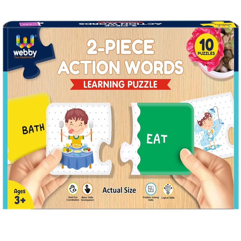 Webby Action Word 2 Pieces Learning Pack Jigsaw Puzzle, Montessori Early Educational Pre School Puzzle Toys for 3+ Years Kid - Image 1
