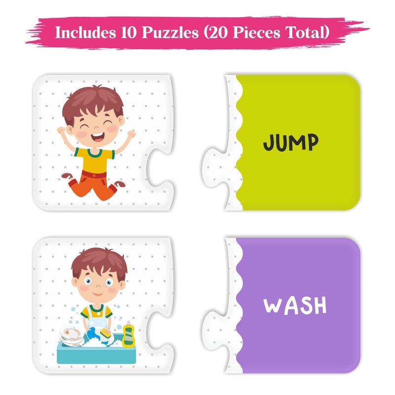 Webby Action Word 2 Pieces Learning Pack Jigsaw Puzzle, Montessori Early Educational Pre School Puzzle Toys for 3+ Years Kid - Image 2