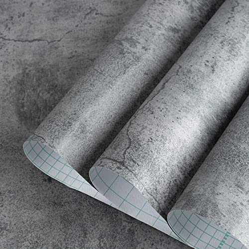 TOTIO Gray Cement Contact Paper Matte Thick 16x708 inch Grey Concrete Peel Stick Waterproof Wallpaper Industrial Style Kitchen Self Adhesive Wallpaper Bathroom Cabinet Shelf Liner Vinyl Decorative Film - Image 5
