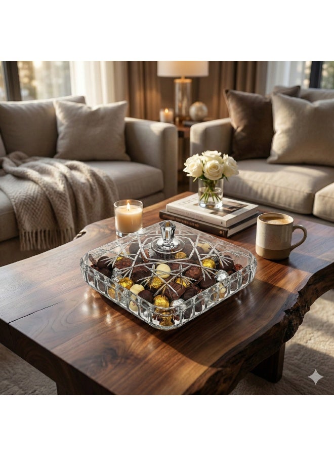 Square Acrylic Candy Box with Lid for Chocolate, Snacks, Nuts, Dates and Ramadan Treats – Elegant Clear Serving and Storage Container - Image 5