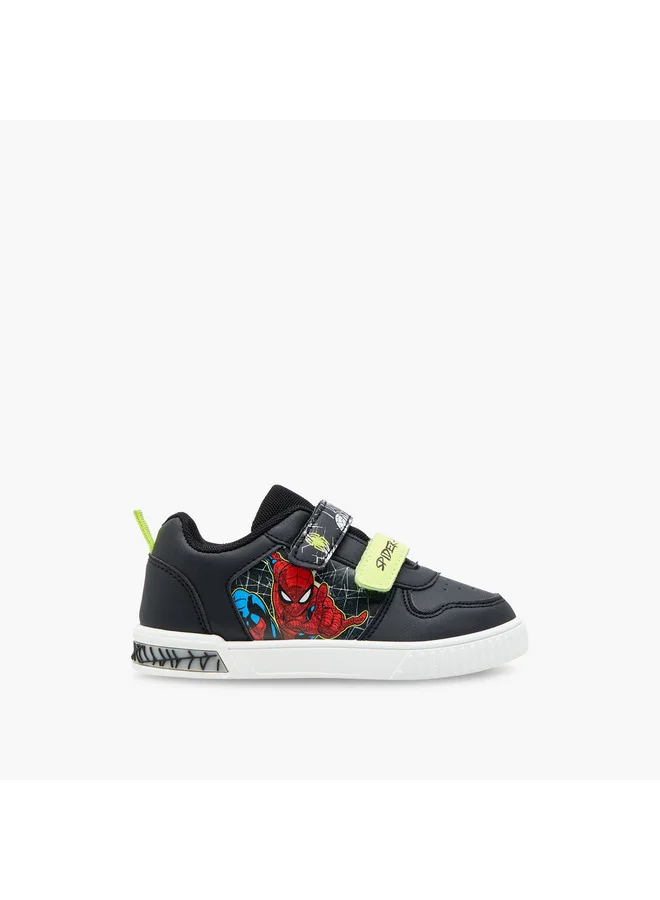 MARVEL Boys Spider-Man Print Light-Up Sneakers with Hook and Loop Closure