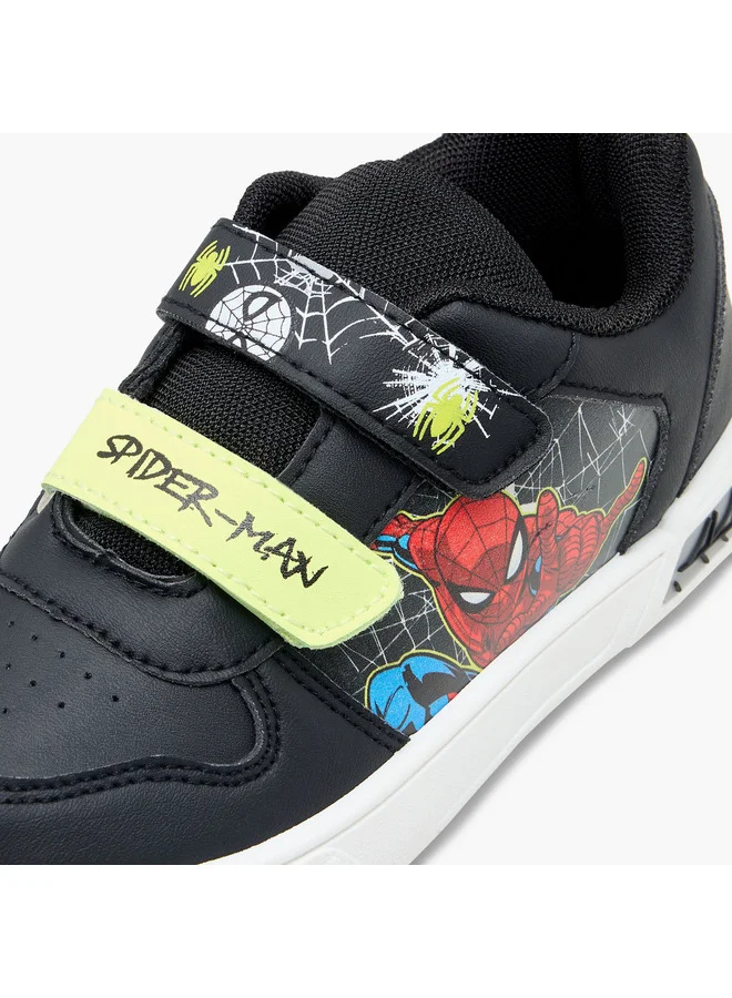 MARVEL Boys Spider-Man Print Light-Up Sneakers with Hook and Loop Closure
