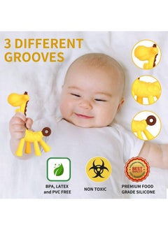 Fu Store Baby Teething Toys For Newborn (4 Pack) Freezer Safe Bpa Free Infant And Toddler Silicone Banana Toothbrushes Fruit Giraffe Teethers Soothe Babies Gums Set With Storage Case  - Image 3