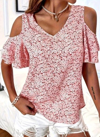 Women's Ruffle V-Neck Short Sleeve Ruffle Trim Blouse - pzsku/Z6A1324AD95EF11AD2AF3Z/45/1745619685/034c5d59-ac4b-419d-8176-f7cc274ec76d