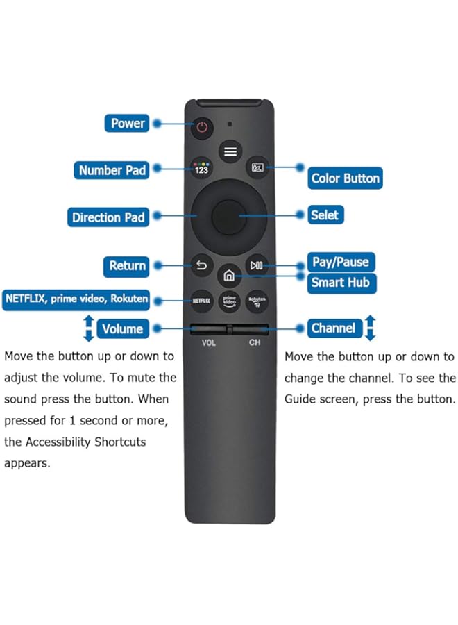 HuHa AWH New Universal Remote Replacement for Samsung Smart TV remotes LCD LED UHD QLED TVs, with 3 Hotkeys Buttons  - Image 4
