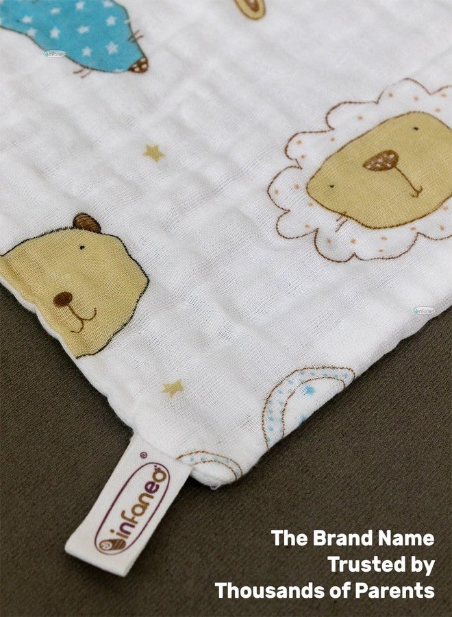 Rachna 6‑Layer Muslin Cotton Baby Washcloth Set - 169A - Pack of 3, 25×25 cm | Ultra‑Soft, Highly Absorbent & Quick‑Dry Face & Burp Napkins for Newborns, Infants & Toddler Care - Image 3