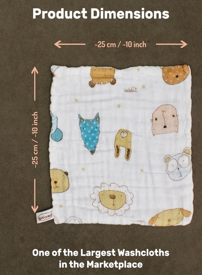 Rachna 6‑Layer Muslin Cotton Baby Washcloth Set - 169A - Pack of 3, 25×25 cm | Ultra‑Soft, Highly Absorbent & Quick‑Dry Face & Burp Napkins for Newborns, Infants & Toddler Care - Image 2