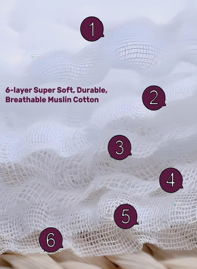 Rachna 6‑Layer Muslin Cotton Baby Washcloth Set - 169A - Pack of 3, 25×25 cm | Ultra‑Soft, Highly Absorbent & Quick‑Dry Face & Burp Napkins for Newborns, Infants & Toddler Care - Image 5
