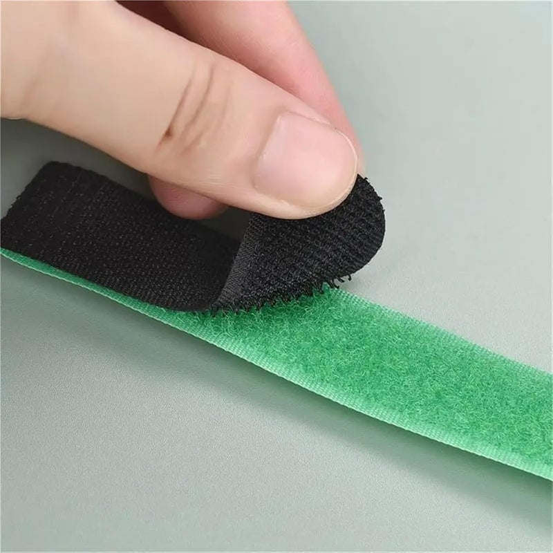 120pcs Reusable Hook Loop Nylon Straps Reverse Colored Fastening Tape Self Adhesive Cable Ties Wrap(Green) - Image 5