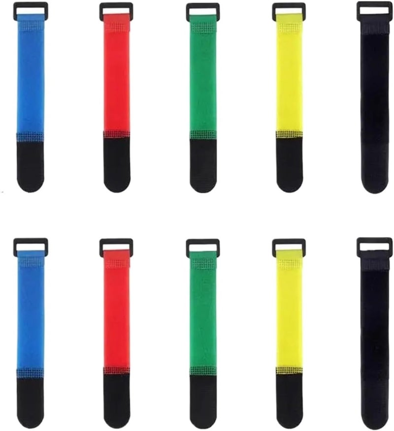 120pcs Reusable Hook Loop Nylon Straps Reverse Colored Fastening Tape Self Adhesive Cable Ties Wrap(Green) - Image 1
