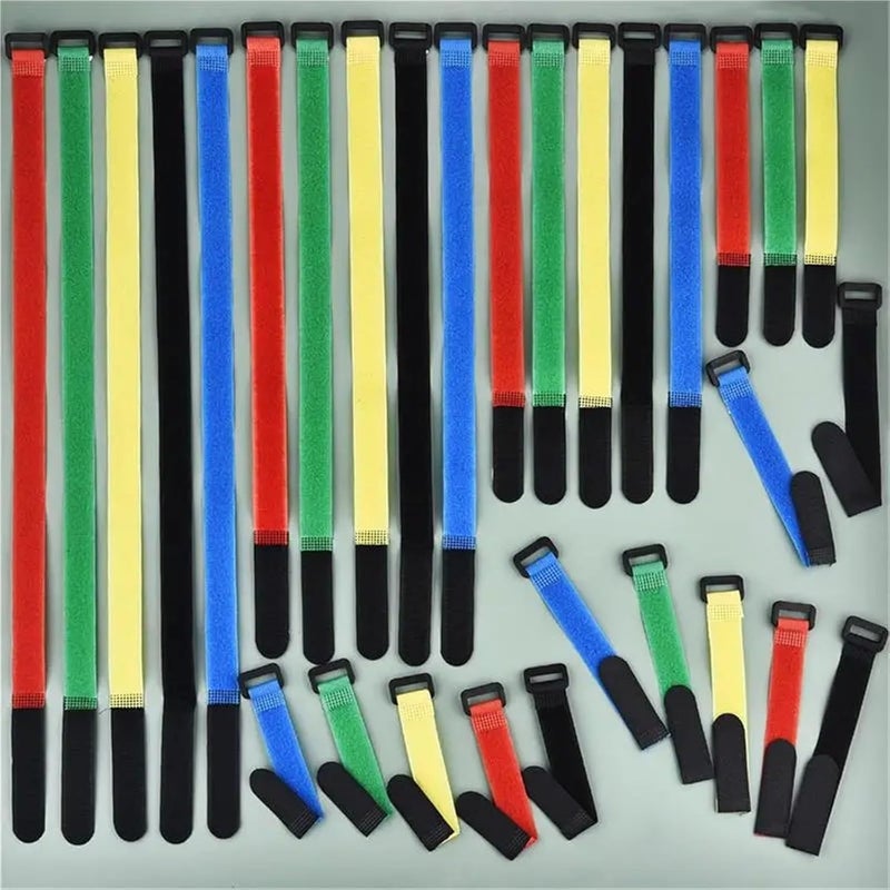 120pcs Reusable Hook Loop Nylon Straps Reverse Colored Fastening Tape Self Adhesive Cable Ties Wrap(Green) - Image 3