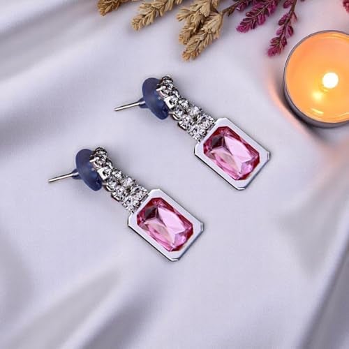 ACCESSHER Silver Tone Sparkling Crystal Stone Necklace Set | Rhinestone Choker with Floral Pendant | Stylish Necklace Set With Earrings for Women & Girls (Design 1) - Image 4