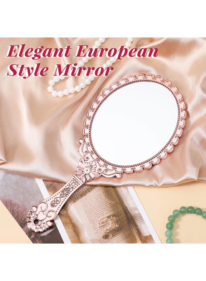 Neyauo 12 Pcs Vintage Handheld Mirror 9.6"×4.5" Princess Mirror Party Favors Portable Rose Gold Embossed Flower Mirrors Small Retro Hand Held Decorative Mirrors Bulk for Face Makeup, Travel, Camping, Home - Image 4
