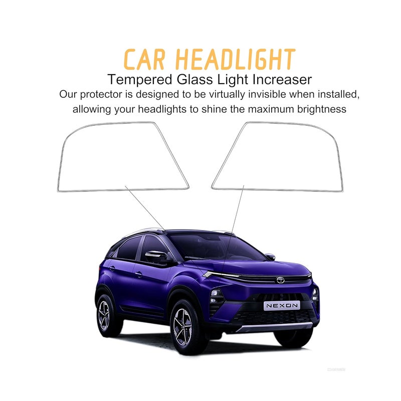 10H2 Self Adhesive Car Headlight Tempered Glass | Headlight Protector | Scratch Resistant | DIY | UV Protection | Weather-Resistant | Gloss Finish |Compatible with Tata New/Old Cars (Nexon 3rd Gen) - Image 2