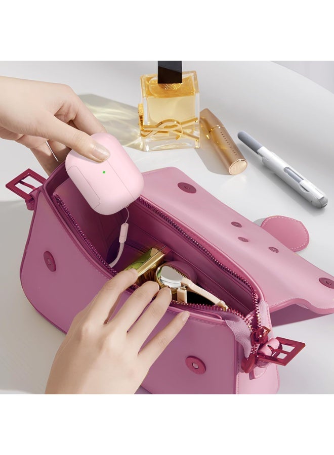 جراب حماية لسماعات 2 AirPods Pro من الجيل الثاني/الأول، حامل قابل للتعديل مانع للانزلاق، طلاء مقاوم لبصمات الأصابع، غطاء حماية كامل ضد السقوط مع حبل، لون وردي (وردي) - Image 3