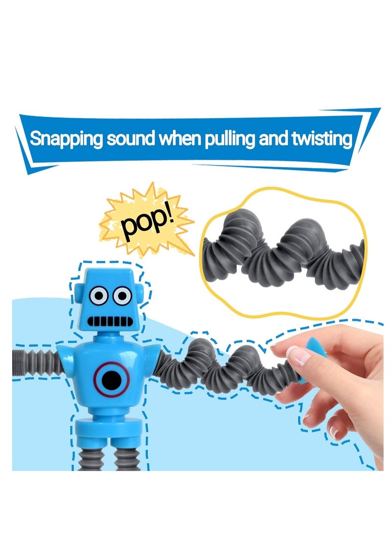 Raxoom Pop Tubes Robot Fidget Toys (4 Pack), Telescopic Suction Cup Robotics Toy, Toddler Fine Motor Skills & Creative Learning, Autism Sensory Toys for Kids Age 3-6, Party Favors Boy Girl Gifts - Image 5