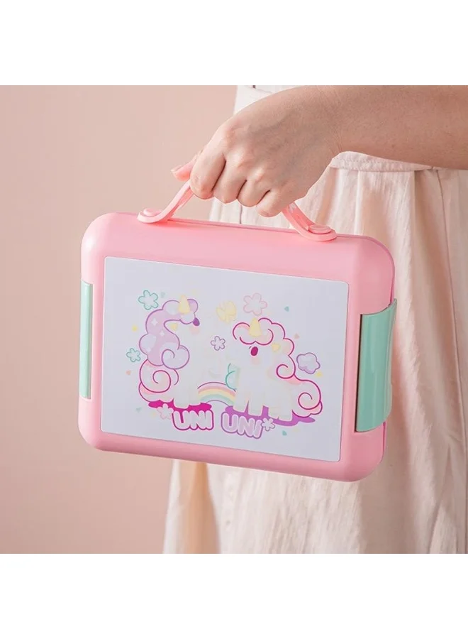Mobcos Mobcos Unicorn Pink Lunch Box Mobcos Unicorn Pink Plastic Multi-Compartment Portable Kids Lunch Box with Secure Locking Lid for Fresh and Organized Meals  | Best Price UAE