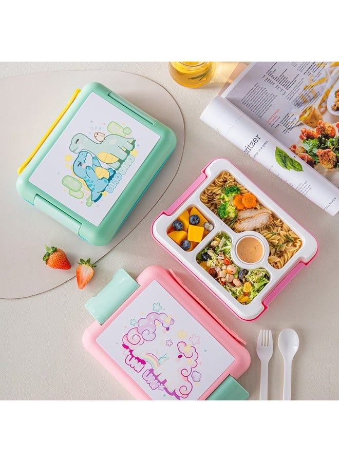 Mobcos Unicorn Pink Plastic Multi-Compartment Portable Kids Lunch Box with Secure Locking Lid for Fresh and Organized Meals - Image 5