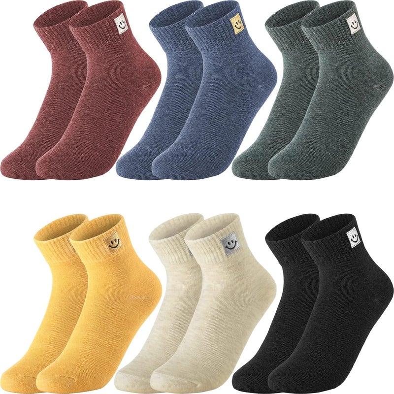 Luckam 6 Pairs Smile Face Socks, Adorable Ankle Socks with Funny Novelty Patterns, Aesthetic Smiling Face Socks for Everyday Wear, Comfortable and Stylish Socks for Women and Girls - Image 1