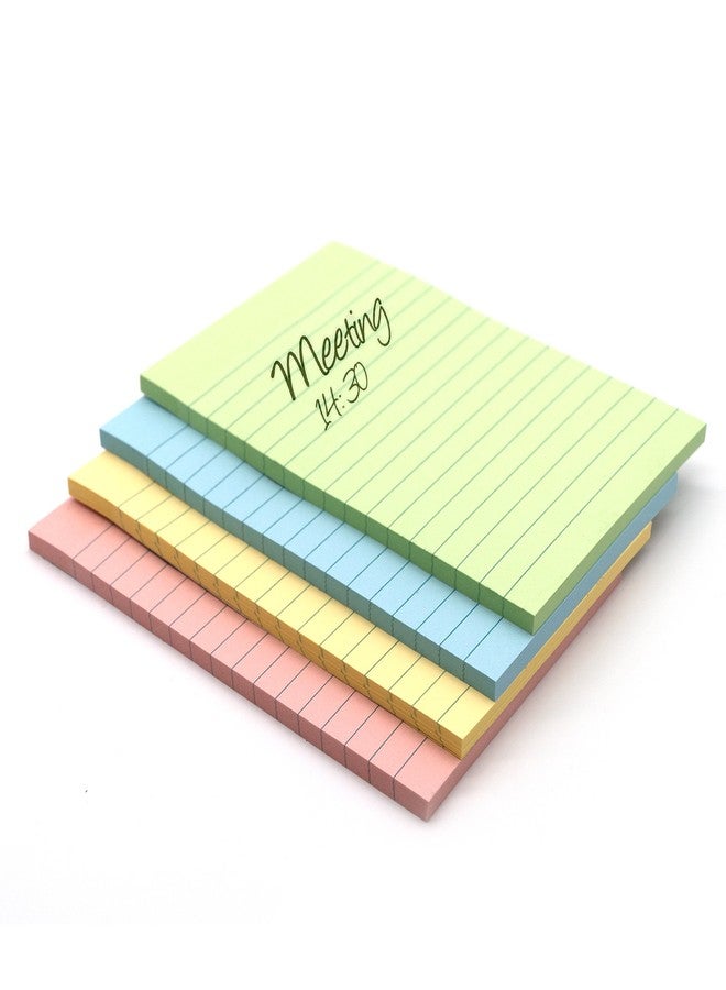 Emraw Sticky Notes Stick It Stickies, Lined Medium 4" x 6" Rectangular Pastel Watercolor Removable Self Stick On Note Memo Pad for Office, Home, School - Pack of 4 Pads - Image 3
