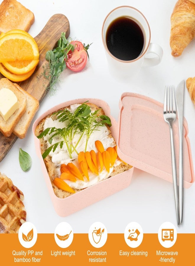 Pinsit Sandwich Containers, 4Pcs Sandwich Box, Reusable Sliced Toast box, Bread Holder Container for Lunch, Sandwich Keeper for Adults, Microwave & Dishwasher Safe (Blue, Green, Pink, Apricot) - Image 4