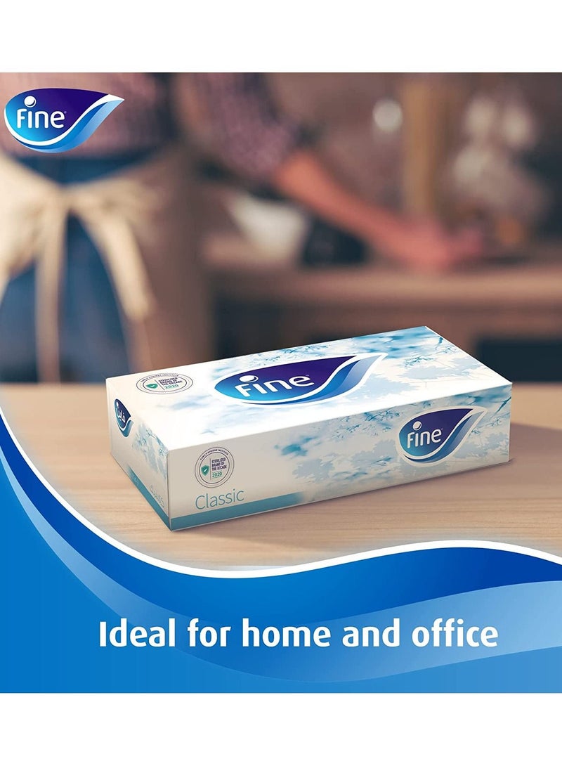 Fine مناديل وجه فاخرة معقمة، كلاسيكية، 200 منديل أبيض مزدوج الطبقات، كرتونة بها 40 صندوقًا - Image 2