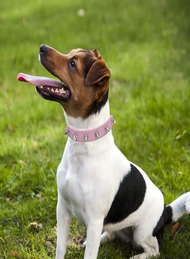 WeimoMonkey Pink Spiked Dog Collar, Studded Cat Collar, X Small Dog Collar Girl, Spiky Stud Rivet Pu Leather Mushroom Kitten Cat Collars Adjustable for XXS XS Small Medium Breed,XS - Image 2