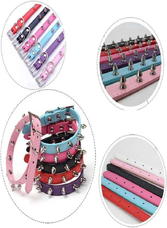 WeimoMonkey Pink Spiked Dog Collar, Studded Cat Collar, X Small Dog Collar Girl, Spiky Stud Rivet Pu Leather Mushroom Kitten Cat Collars Adjustable for XXS XS Small Medium Breed,XS - Image 4