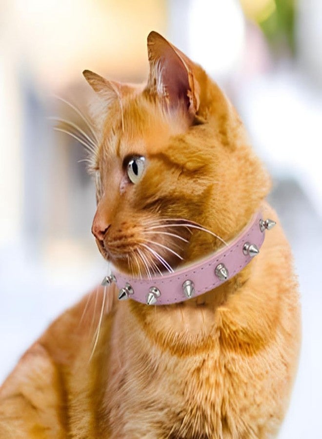 WeimoMonkey Pink Spiked Dog Collar, Studded Cat Collar, X Small Dog Collar Girl, Spiky Stud Rivet Pu Leather Mushroom Kitten Cat Collars Adjustable for XXS XS Small Medium Breed,XS - Image 3