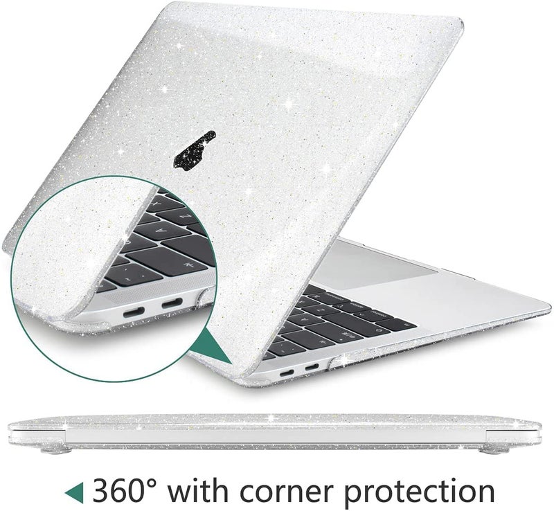 MOCA Compatible with MacBook Pro 13 inch Case M2 2024 2023 2022-2016 A2338 M1 A2251 A2289 A2159 A1989 A1708 A1706 with/Without Touch Bar, Plastic Hard Shell Case Cover (Sparkly Clear) - Image 3
