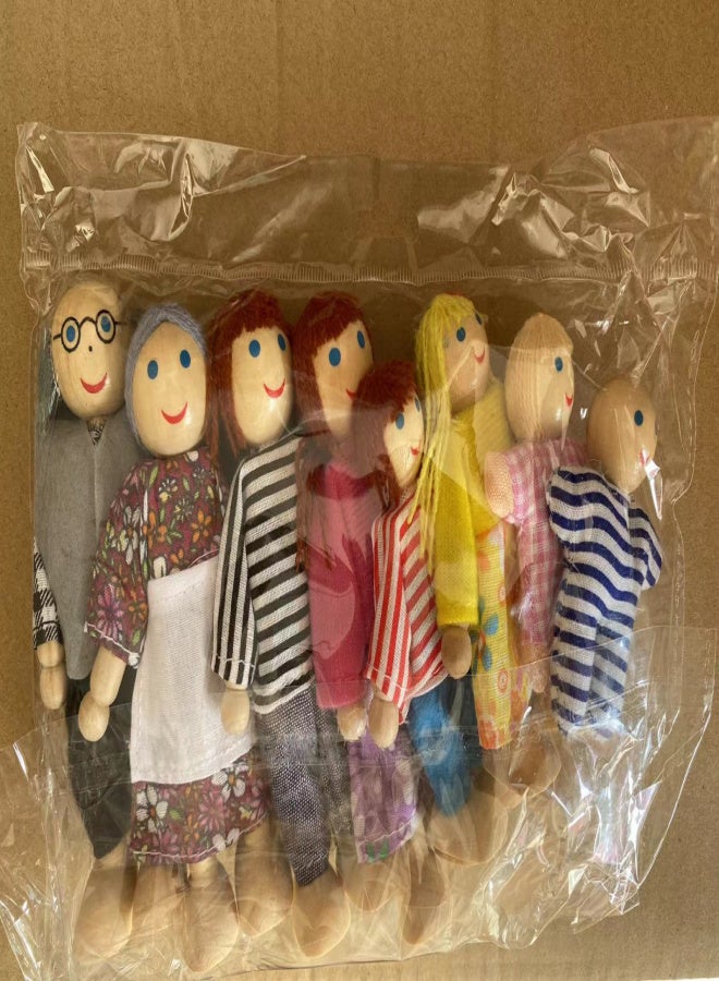 Family Wooden Puppets Japanese-Korean Style Figurines - Image 1