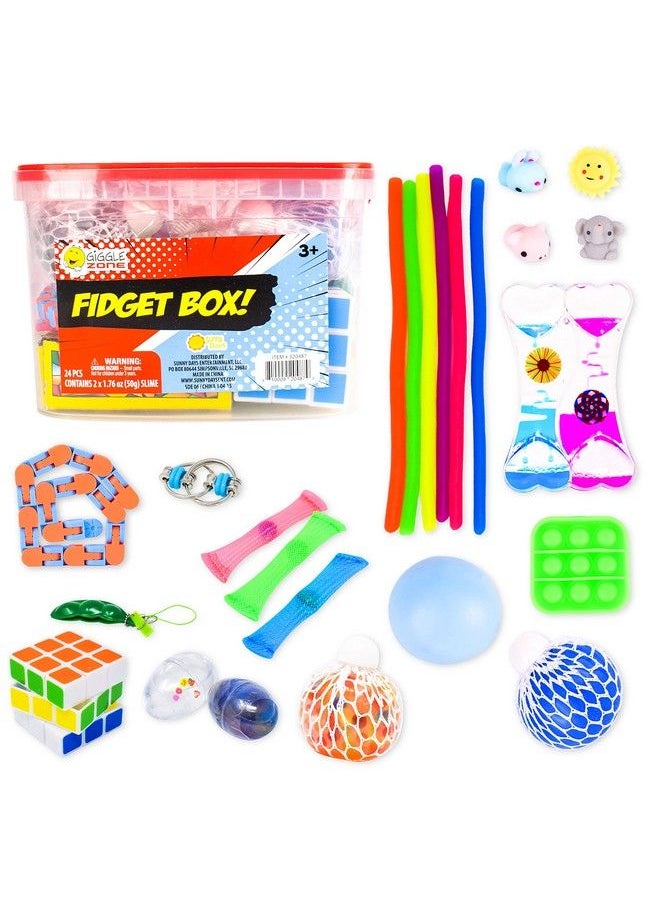 24 Piece Fidget Box Sensory Toys With Storage Container Giggle Zone
