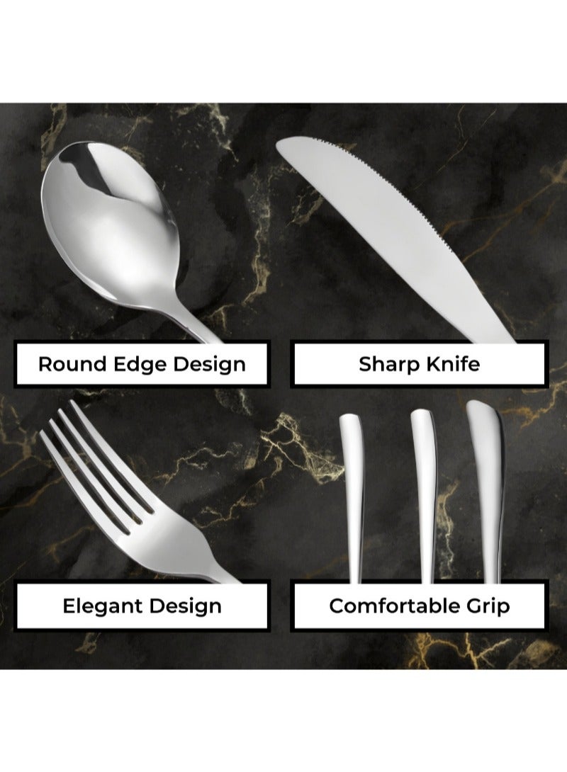 AAMSRAK Luxury Silver Cutlery Set – 12-Piece Stainless Steel Flatware (3 Complete Place Settings: Knife, Fork, Spoon, Teaspoon) for Elegant Dining & Special Occasions  - Image 4