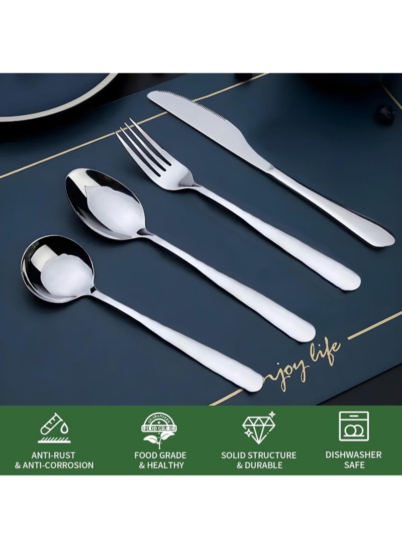 AAMSRAK Luxury Silver Cutlery Set – 12-Piece Stainless Steel Flatware (3 Complete Place Settings: Knife, Fork, Spoon, Teaspoon) for Elegant Dining & Special Occasions  - Image 5