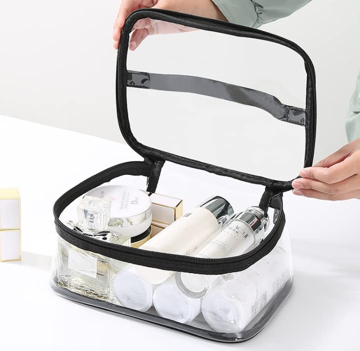 LYF5STAR Transparent Clear Cosmetic Pouches (8.3"x5"x3.5") with Double Zipper and Handle for Women/Men/Girls-Suitable for Travel, Carry Makeup, Jewellery, Toiletry Bag - Multi Color 1 - Image 3