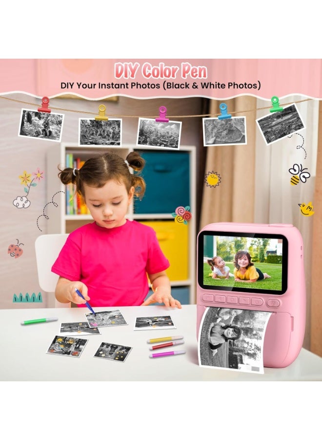 Gofunly Instant Print Camera for Kids, 3.0" HD 1080P Digital Video Cameras with 3 Rolls of Printer Paper for Toddler, Birthday Gifts Toy for 3 4 5 6 7 8 9 10 Year Old Girls Boys with 32GB SD Card-Pink - Image 3