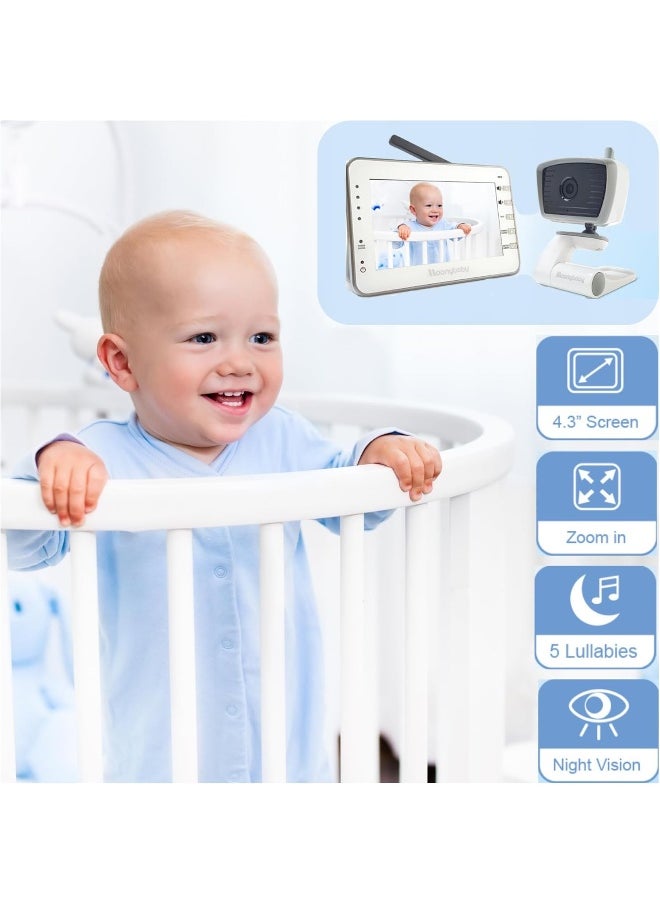 MoonyBaby 4.3 Inches Large LCD Video Baby Monitor with Power Saving/Vox (Voice Activation) Auto Night Vision, Temperature Monitoring, 2-Way Talkback (MANUALLY Rotated Camera) - pzsku/Z6A13E55039723CC0AC73Z/45/_/1738048084/4ba590b8-6d52-4831-b250-d541cf67e5e8