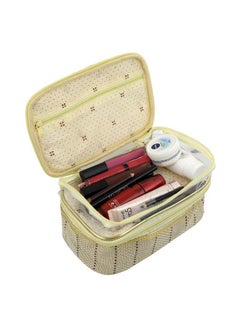 Kuber Industries Kuber Industries 17 cms Exclusive Jute Design Make Up Kit Cum Cosmetic Kit, Jewellery Kit, Pouches for travel accessories (Cream) - CTLTC038975  - Image 4