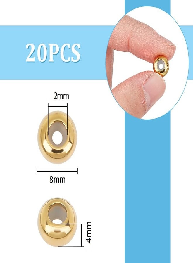 UNICRAFTALE 20Pcs 8mm Stainless Steel Spacer Beads with Rubber Inside Golden Slider and Stopper Beads for Jewelry Findings - Image 3