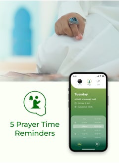خاتم الذكر لايت الذكي من آي iQIBLA يوميكس  لون أخضر22 ملم| 5 مذكرات لأوقات الصلاة | مounter ذكي للتسبيح | بطارية طويلة التحمل وشاشة صلبة مقاومة الصدمات كلاسيكية | تطبيق iQIBLA لحياة اجتماعيةتية (استرداد النقاط، النوم، معدل ضربات القلب، خطوات...) | متتبع أقوى يسجل 65000 عدada | خدمة iQIBLA - pzsku/Z6A13F5E753D9E076728AZ/45/_/1709287096/a4cdb49a-0e5a-40f5-aa5e-3609407e075d